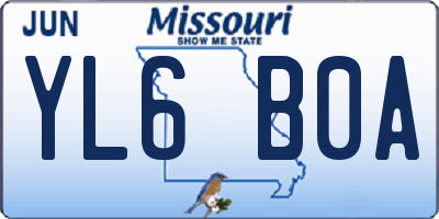 MO license plate YL6B0A