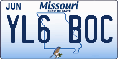 MO license plate YL6B0C