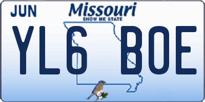 MO license plate YL6B0E