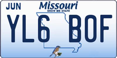 MO license plate YL6B0F