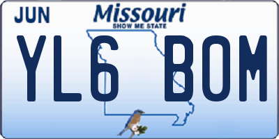 MO license plate YL6B0M
