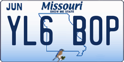 MO license plate YL6B0P