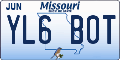 MO license plate YL6B0T