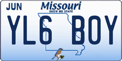 MO license plate YL6B0Y