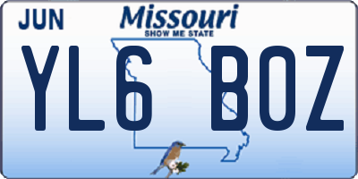 MO license plate YL6B0Z