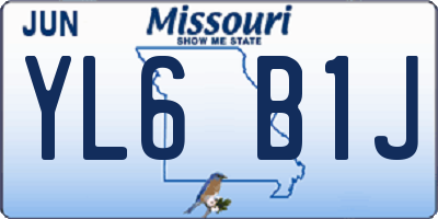 MO license plate YL6B1J
