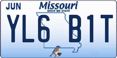 MO license plate YL6B1T