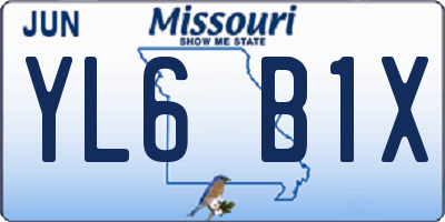 MO license plate YL6B1X