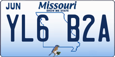 MO license plate YL6B2A