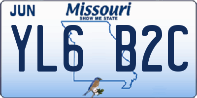 MO license plate YL6B2C