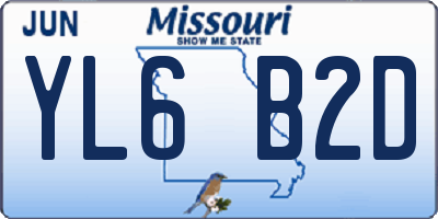 MO license plate YL6B2D