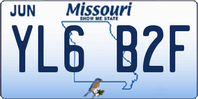 MO license plate YL6B2F