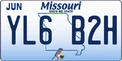 MO license plate YL6B2H