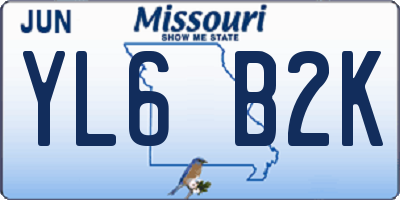 MO license plate YL6B2K