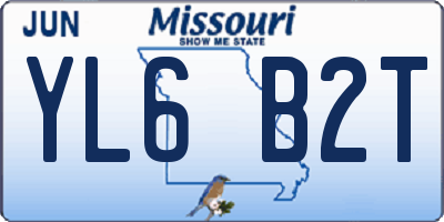 MO license plate YL6B2T