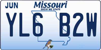 MO license plate YL6B2W
