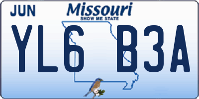 MO license plate YL6B3A