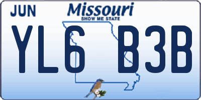 MO license plate YL6B3B