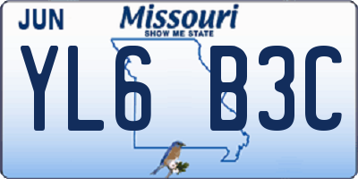 MO license plate YL6B3C