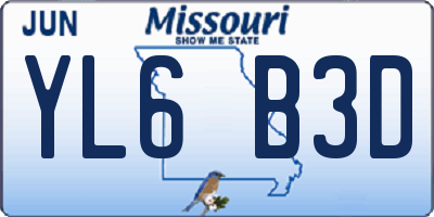 MO license plate YL6B3D