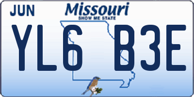 MO license plate YL6B3E