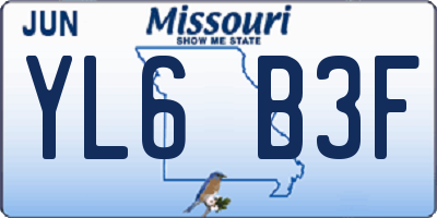 MO license plate YL6B3F