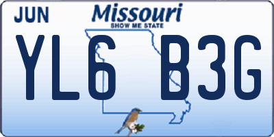 MO license plate YL6B3G
