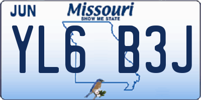 MO license plate YL6B3J