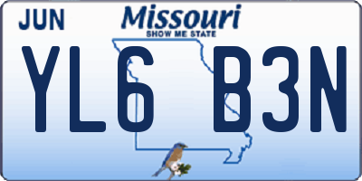 MO license plate YL6B3N