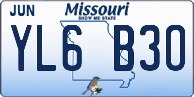 MO license plate YL6B3O