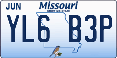 MO license plate YL6B3P