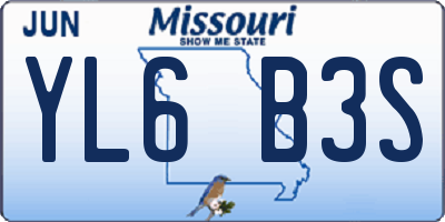 MO license plate YL6B3S
