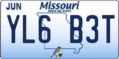 MO license plate YL6B3T