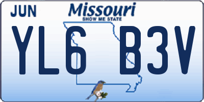MO license plate YL6B3V