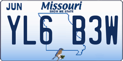 MO license plate YL6B3W