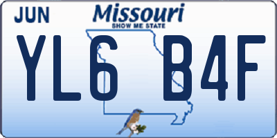 MO license plate YL6B4F