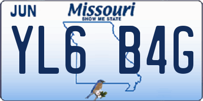 MO license plate YL6B4G