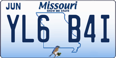 MO license plate YL6B4I