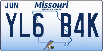MO license plate YL6B4K