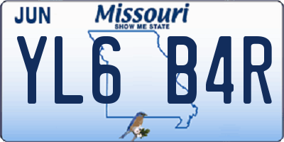 MO license plate YL6B4R