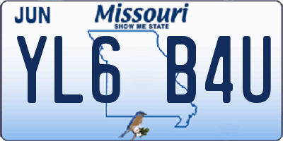MO license plate YL6B4U
