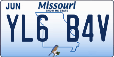 MO license plate YL6B4V