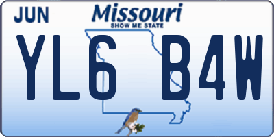 MO license plate YL6B4W