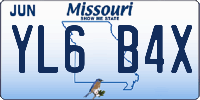 MO license plate YL6B4X