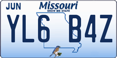 MO license plate YL6B4Z