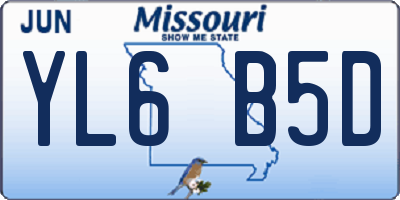 MO license plate YL6B5D