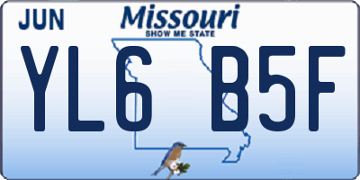 MO license plate YL6B5F