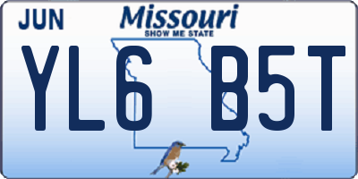 MO license plate YL6B5T