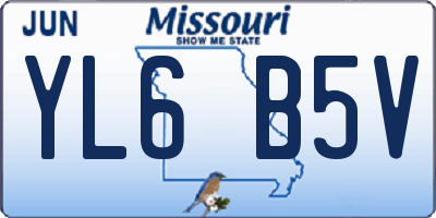 MO license plate YL6B5V