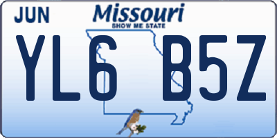 MO license plate YL6B5Z